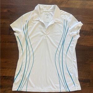 Callaway Women's White Polo with Teal Stripe Accents